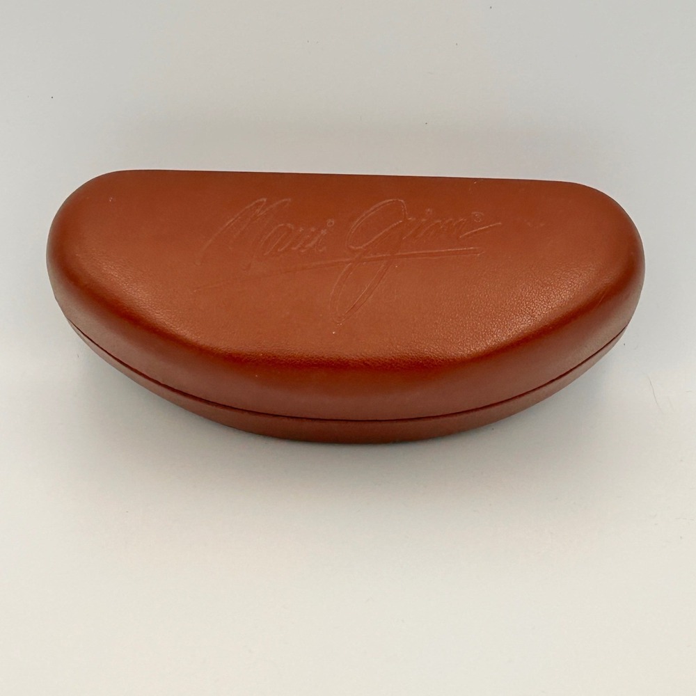 Maui Jim Brown Hard Clamshell Sunglasses Case Textured Faux Leather Logo Case
